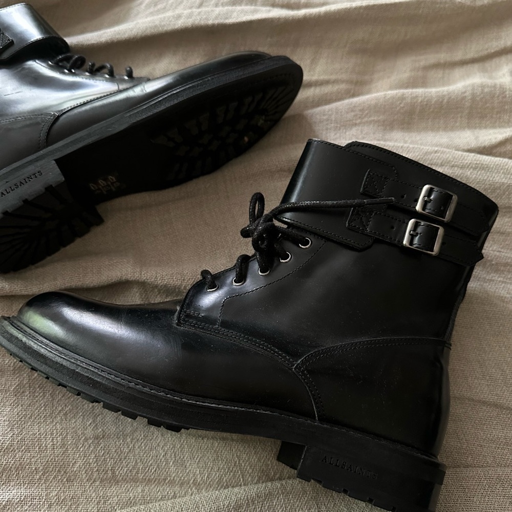 All Saints Black Leather Ankle Boots